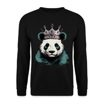 Panda With Crown - Unisex Sweatshirt - black - Front - Alina (178cm) & Michal (187cm)
