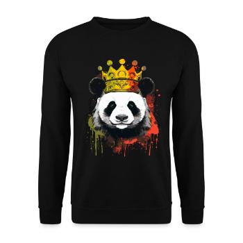 Panda With Crown - Unisex Sweatshirt - black - Front - Alina (178cm) & Michal (187cm)