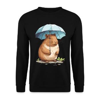 Capybara in Nature Wasserschwein - Unisex Pullover - Schwarz - Vorne - Alina (178cm) & Michal (187cm)