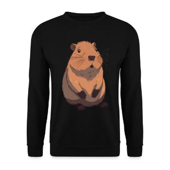 Capybara in Nature Wasserschwein - Unisex Pullover - Schwarz - Vorne - Alina (178cm) & Michal (187cm)