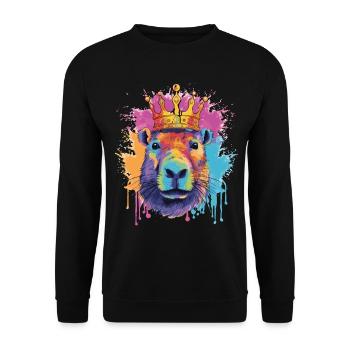 Capybara avec capybara couronne - Sweat-shirt Unisexe - noir - Devant - Alina (178cm) & Michal (187cm)