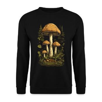 Wald Pilze Goblincore & Vintage Pilz Design - Unisex Pullover - Schwarz - Vorne - Alina (178cm) & Michal (187cm)