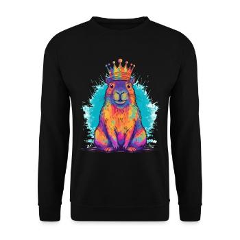 Capybara avec capybara couronne - Sweat-shirt Unisexe - noir - Devant - Alina (178cm) & Michal (187cm)