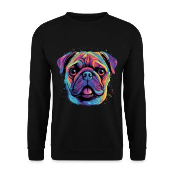 Mops Geschenk - Unisex Pullover - Schwarz - Vorne - Alina (178cm) & Michal (187cm)