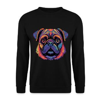 Mops Geschenk - Unisex Pullover - Schwarz - Vorne - Alina (178cm) & Michal (187cm)