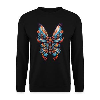 Mandala Magic Spiritual Butterfly - Unisex Sweatshirt - black - Front - Alina (178cm) & Michal (187cm)