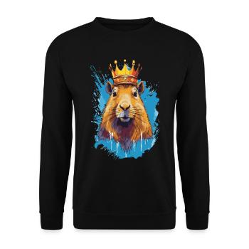 Capybara with crown capybara - Unisex Sweatshirt - black - Front - Alina (178cm) & Michal (187cm)