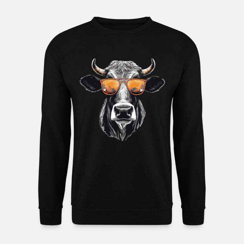 Kuh mit Sonnenbrille - Unisex Pullover - Schwarz