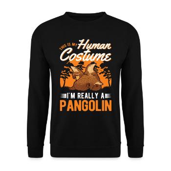 Pangolin Human Costume Halloween Schuppentier - Unisex Sweatshirt - black - Front - Alina (178cm) & Michal (187cm)