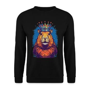 Capybara avec capybara couronne - Sweat-shirt Unisexe - noir - Devant - Alina (178cm) & Michal (187cm)