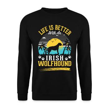 Irischer Wolfshund Irish Wolfhound - Unisex Pullover - Schwarz - Vorne - Alina (178cm) & Michal (187cm)