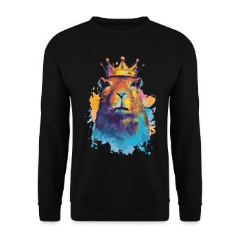 Capybara with crown capybara - Unisex Sweatshirt - black - Front - Alina (178cm) & Michal (187cm)