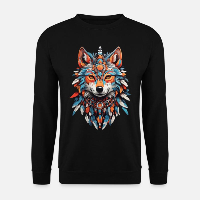 Fuchs Spirit Krafttier der Indianer - Unisex Pullover - Schwarz