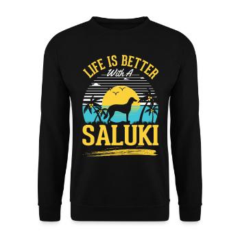 Life is better with Salukis - Unisex Sweatshirt - black - Front - Alina (178cm) & Michal (187cm)