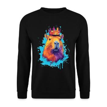 Capybara with capybara crown - Unisex Sweatshirt - black - Front - Alina (178cm) & Michal (187cm)