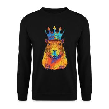 Capybara with capybara crown - Unisex Sweatshirt - black - Front - Alina (178cm) & Michal (187cm)