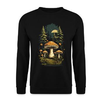 Porcini mushroom retro design collecting in the forest nature mushrooms - Unisex Sweatshirt - black - Front - Alina (178cm) & Michal (187cm)