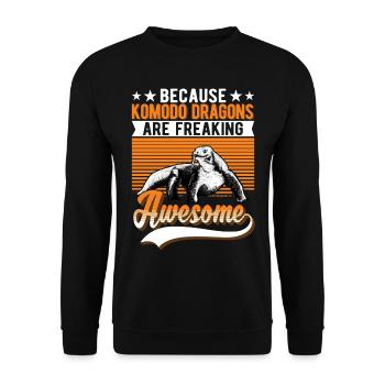 Komodowaran Komododrache Waran - Unisex Pullover - Schwarz - Vorne - Alina (178cm) & Michal (187cm)