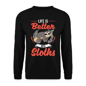 La vie est meilleure avec les paresseux - Sweat-shirt Unisexe - noir - Devant - Alina (178cm) & Michal (187cm)