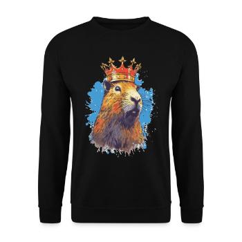 Capybara with crown capybara - Unisex Sweatshirt - black - Front - Alina (178cm) & Michal (187cm)