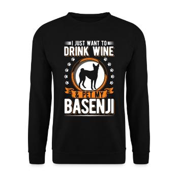 Basenji et vin - Sweat-shirt Unisexe - noir - Devant - Alina (178cm) & Michal (187cm)
