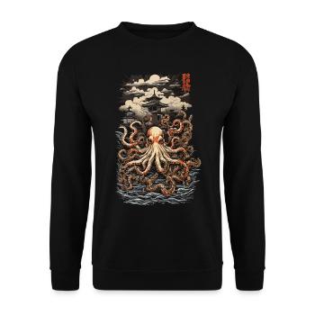 Ukiyo-e Octopus Japanese Octopus Art Design - Unisex Sweatshirt - black - Front - Alina (178cm) & Michal (187cm)