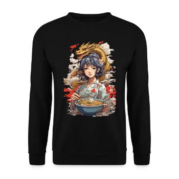 Ramen Soupes Dragon Esthétique & Anime Otaku Art - Sweat-shirt Unisexe - noir - Devant - Alina (178cm) & Michal (187cm)