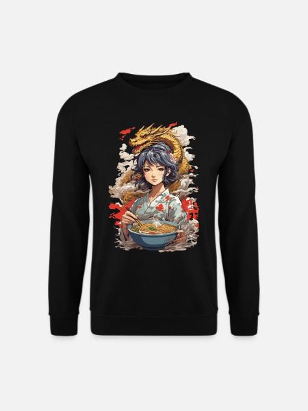 Ramen Soups Dragon Aesthetics & Anime Otaku Art - Unisex Sweatshirt - black