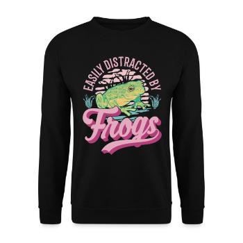 Easily distracted by Frogs Frosch - Unisex Pullover - Schwarz - Vorne - Alina (178cm) & Michal (187cm)