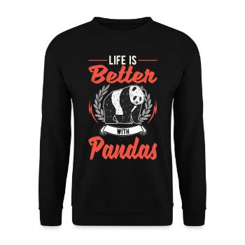 Life is better with pandas - Unisex Sweatshirt - black - Front - Alina (178cm) & Michal (187cm)