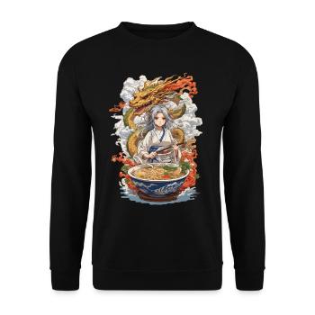 Kawaii Ramen Girl & Dragon Manga Soupe Design - Sweat-shirt Unisexe - noir - Devant - Alina (178cm) & Michal (187cm)