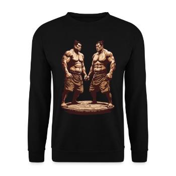 Sumo Warrior Wrestling & Japanese Tradition - Unisex Sweatshirt - black - Front - Alina (178cm) & Michal (187cm)