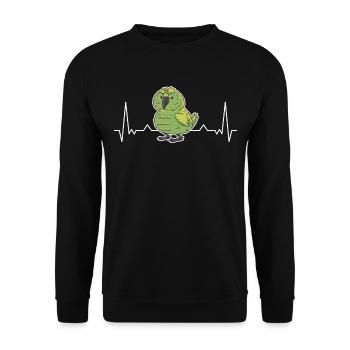 Kakapo Heartbeat Night Parrot - Unisex Sweatshirt - black - Front - Alina (178cm) & Michal (187cm)