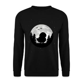 Kakapo Mond Nachtpapagei - Unisex Pullover - Schwarz - Vorne - Alina (178cm) & Michal (187cm)
