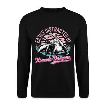 Komodowaran Komododrache Waran - Unisex Pullover - Schwarz - Vorne - Alina (178cm) & Michal (187cm)