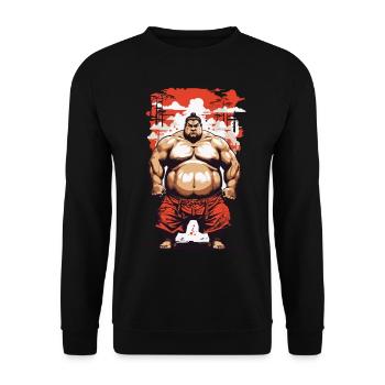 Sumo Wrestler Japanese Martial Arts Aesthetic - Unisex Sweatshirt - black - Front - Alina (178cm) & Michal (187cm)