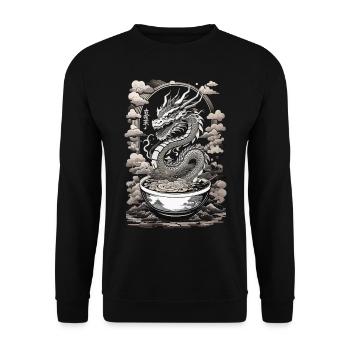 Dragon de Ramen Soup Ukiyo-E Japan Art Style - Sweat-shirt Unisexe - noir - Devant - Alina (178cm) & Michal (187cm)
