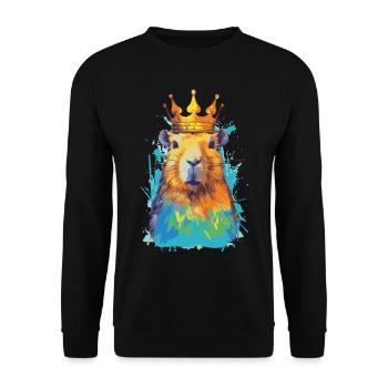 Capybara with crown capybara - Unisex Sweatshirt - black - Front - Alina (178cm) & Michal (187cm)