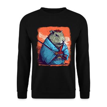 Capybara Samurai Wasserschwein - Unisex Sweatshirt - black - Front - Alina (178cm) & Michal (187cm)