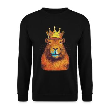 Capybara with crown capybara - Unisex Sweatshirt - black - Front - Alina (178cm) & Michal (187cm)
