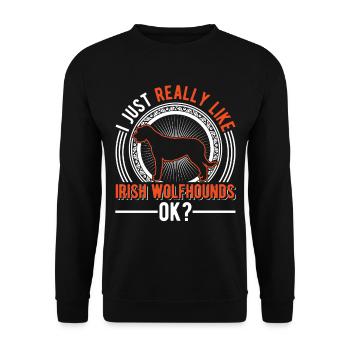 I just like Irish Wolfhounds - Unisex Sweatshirt - black - Front - Alina (178cm) & Michal (187cm)