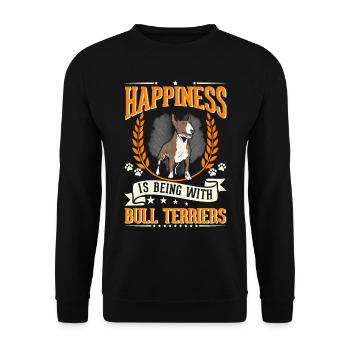 Happiness is being with Bull Terriers Bull Terrier - Unisex Sweatshirt - black - Front - Alina (178cm) & Michal (187cm)