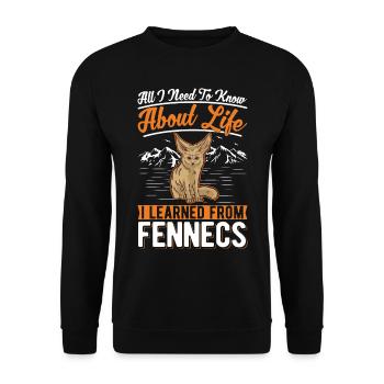 Fennek Geschenk Wüstenfuchs - Unisex Pullover - Schwarz - Vorne - Alina (178cm) & Michal (187cm)