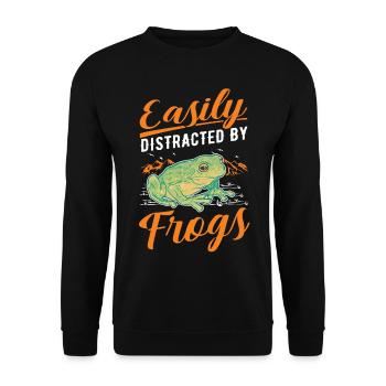 Easily distracted by Frogs Frosch - Unisex Pullover - Schwarz - Vorne - Alina (178cm) & Michal (187cm)