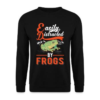 Easily distracted by Frogs Frosch - Unisex Pullover - Schwarz - Vorne - Alina (178cm) & Michal (187cm)