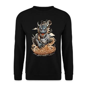 Ramen Drache Nudel Mythos Japanisches Design - Unisex Pullover - Schwarz - Vorne - Alina (178cm) & Michal (187cm)