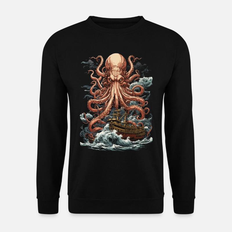 Mystischer Meereskreatur Kraken Seefahrer Ästhetik - Unisex Pullover - Schwarz