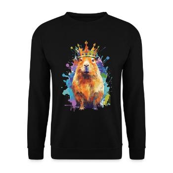 Capybara avec capybara couronne - Sweat-shirt Unisexe - noir - Devant - Alina (178cm) & Michal (187cm)