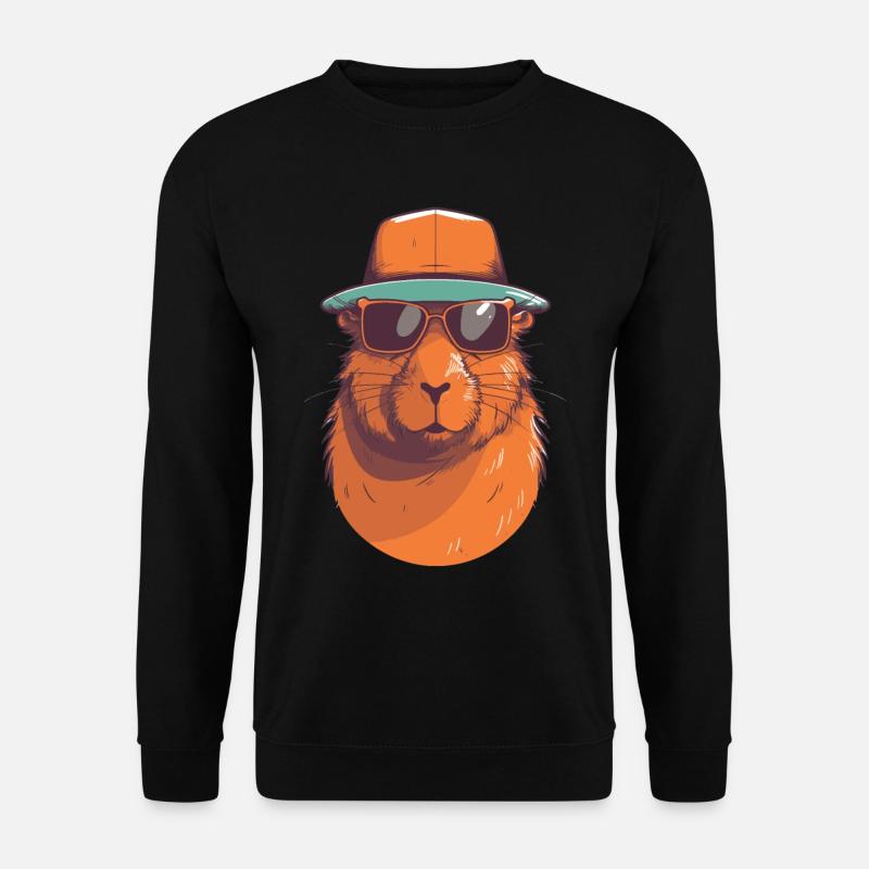 Capybara mit Sonnenbrille - Unisex Pullover - Schwarz
