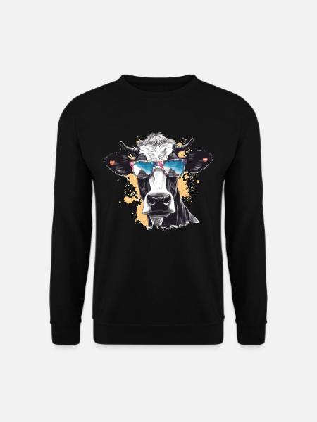 Kuh mit Sonnenbrille - Unisex Pullover - Schwarz